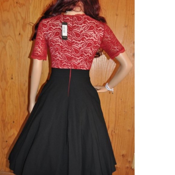 Dress Women's Retro Vintage lace short sleeve Rockabilly Classy 50's style - Picture 5 of 6